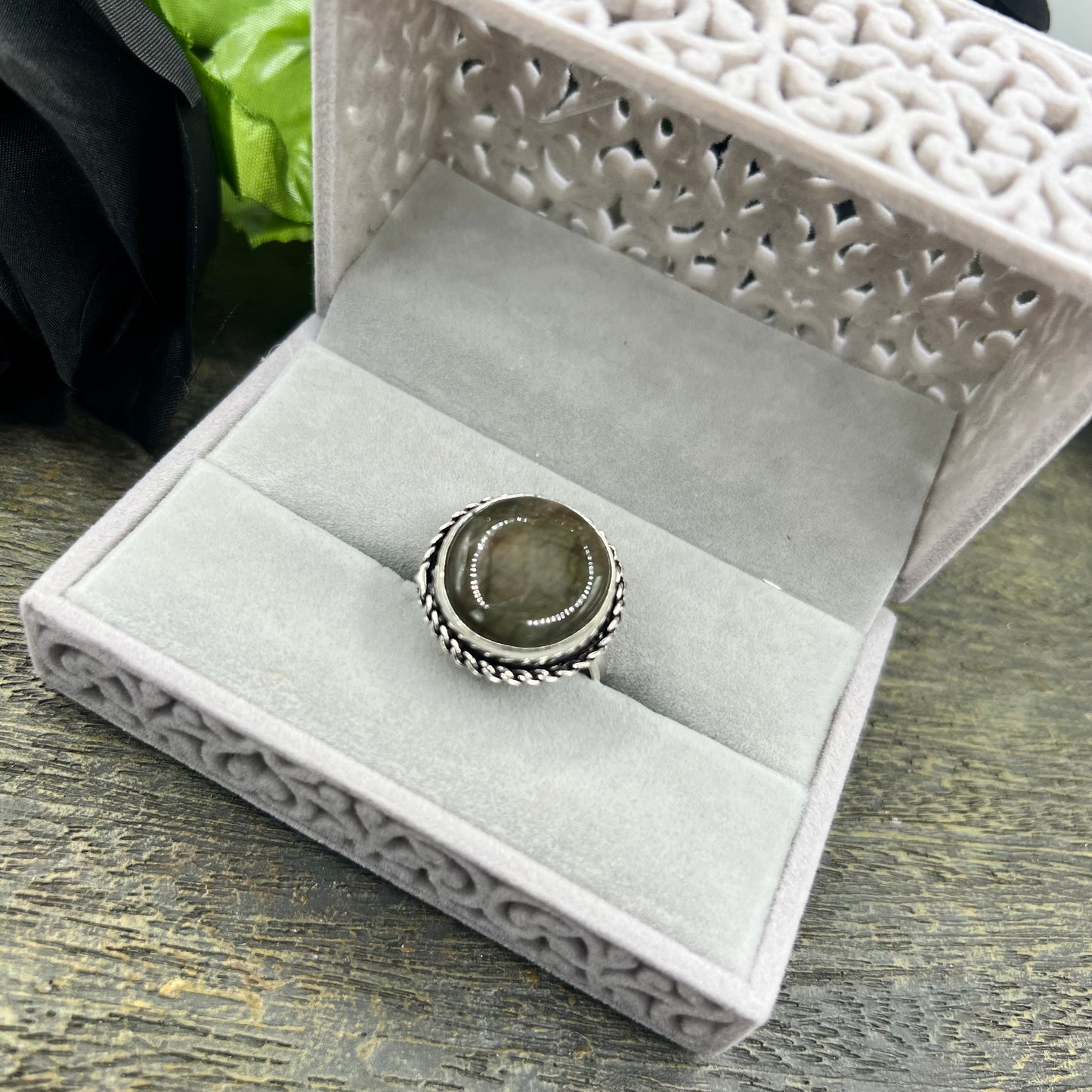 Sterling Silver Labradorite Ring - Size 11