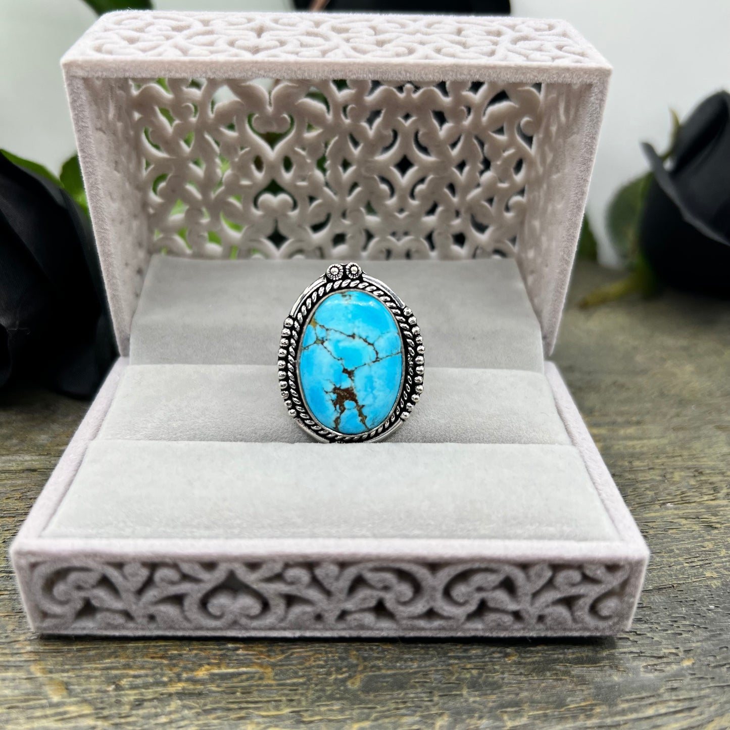 Sterling Silver Turquoise Ring - Size 10