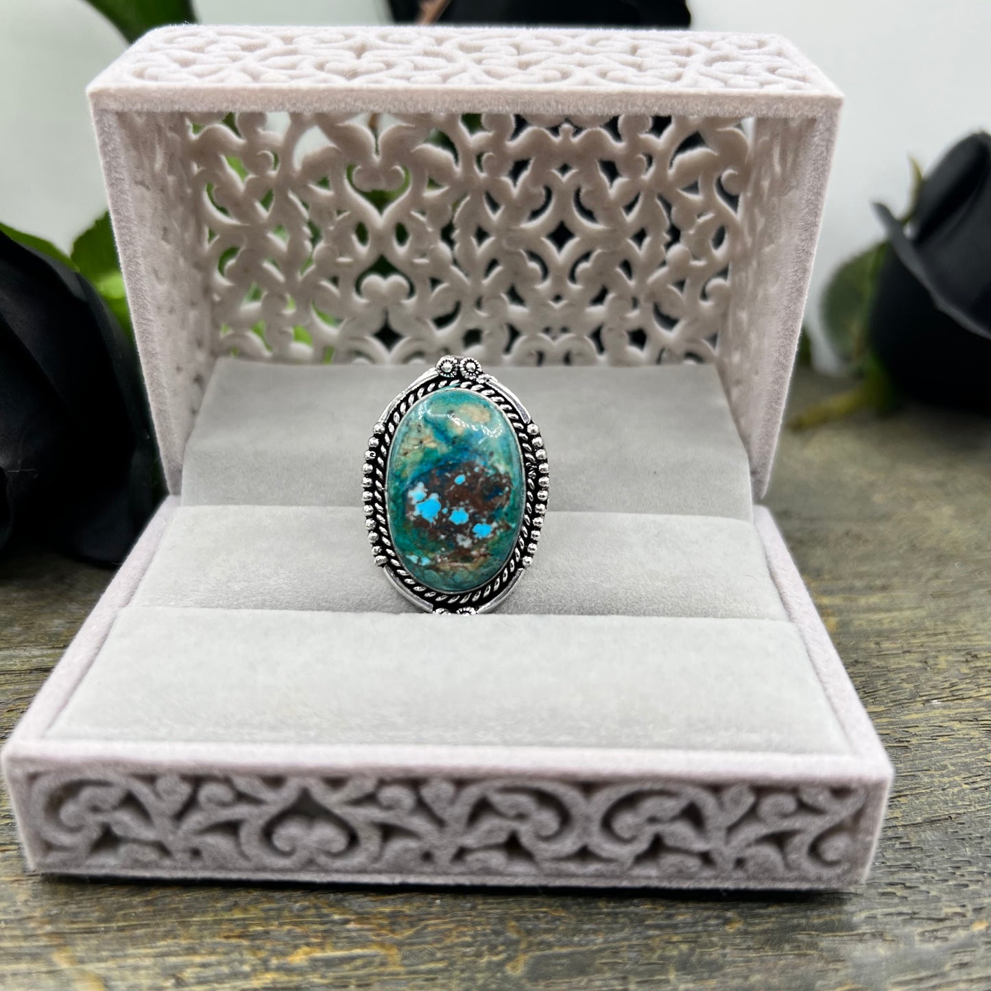 Sterling Silver Turquoise Ring - Size 10