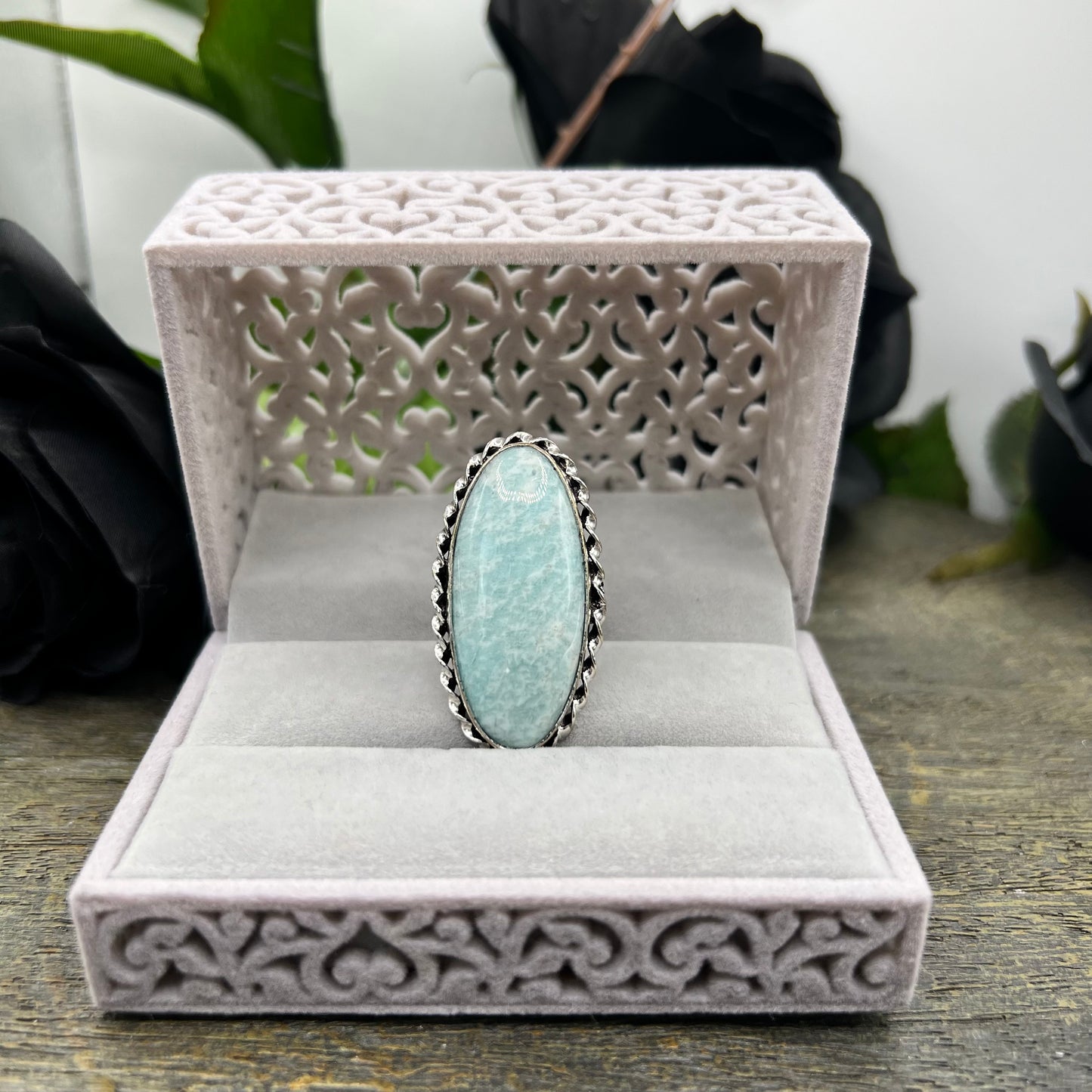 Sterling Silver Amazonite Ring - Size 10