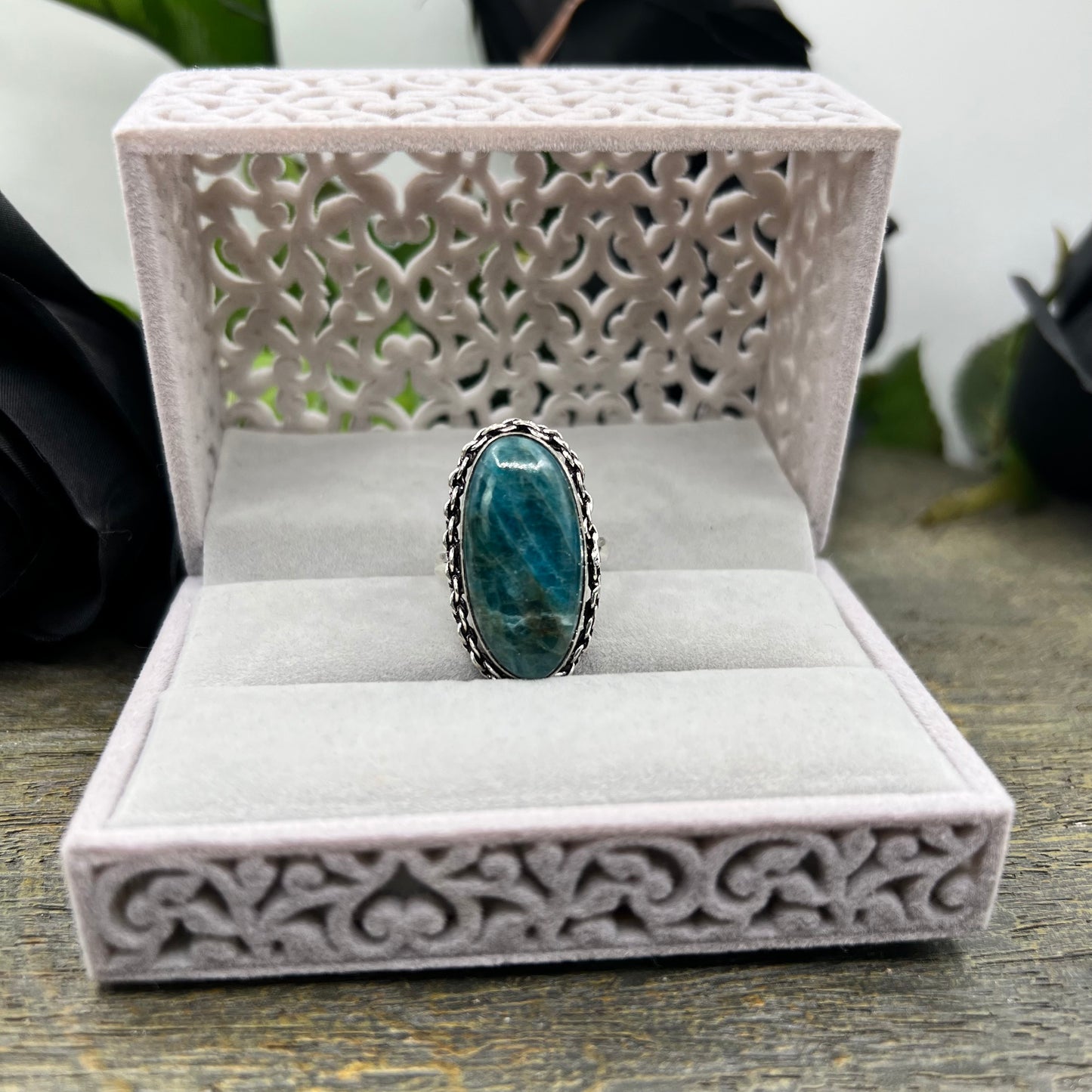 Sterling Silver Blue Apatite Ring - Size 10