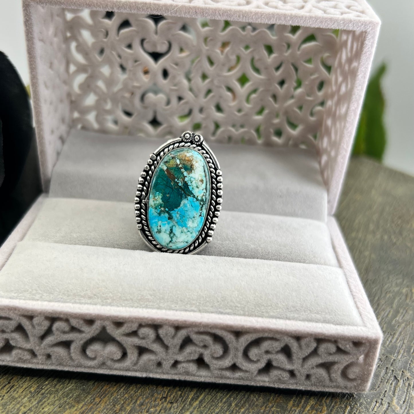 Sterling Silver Turquoise Ring - Size 9.5