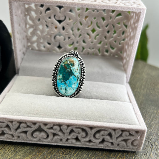 Sterling Silver Turquoise Ring - Size 9.5