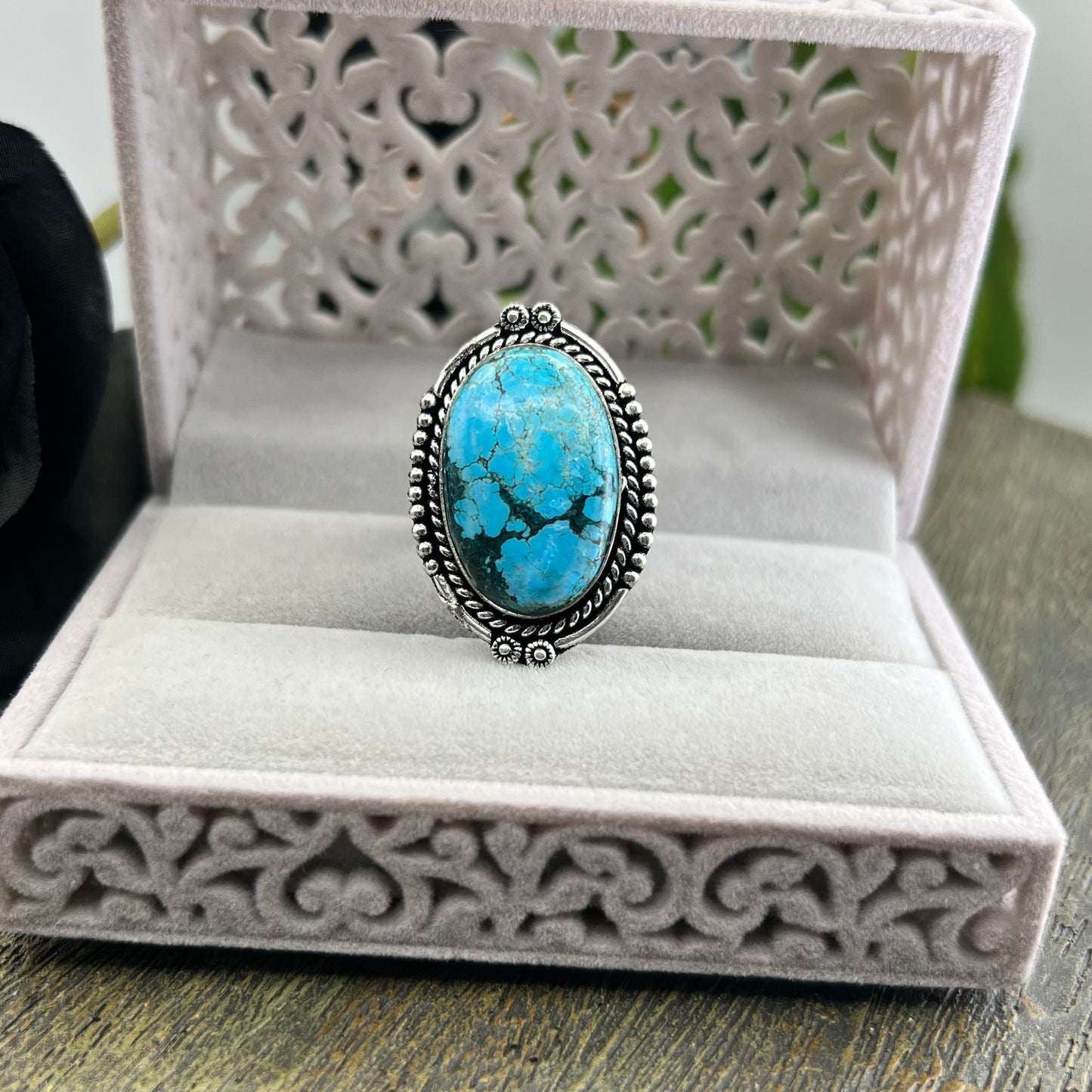 Sterling Silver Turquoise Ring - Size 9.5