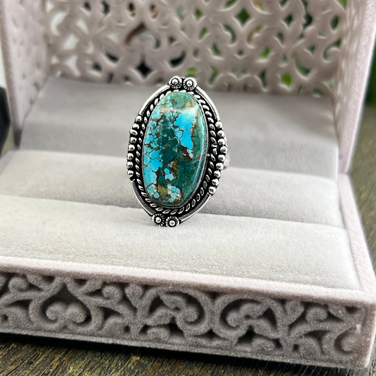 Sterling Silver Turquoise Ring - Size 9.5