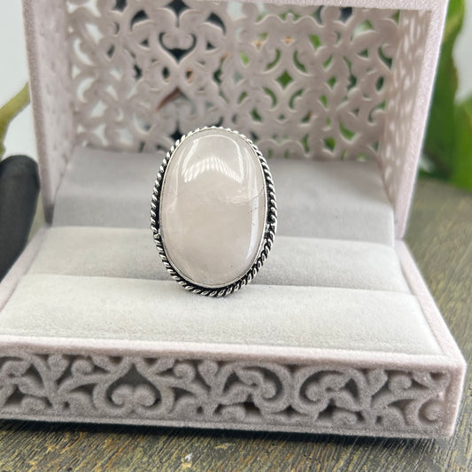 Sterling Silver White Quartz Ring - Size 9.5