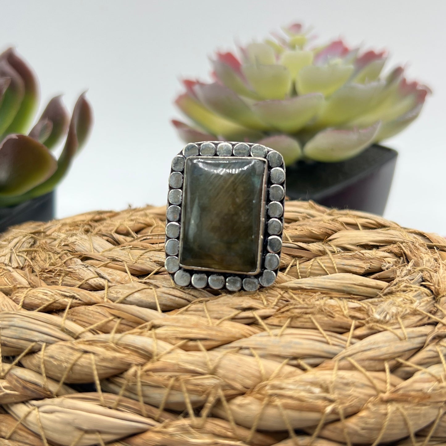 Sterling Silver Labradorite Ring - Size 8.5